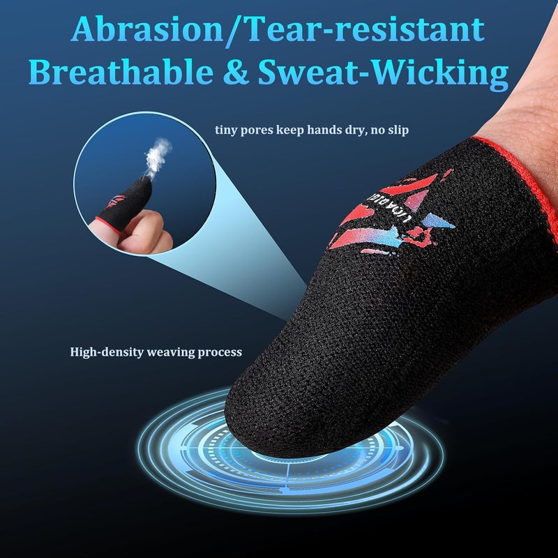 UOADIGI Store Gaming Finger Sleeves Smooth Touch Screen Thumb Protector, Sweat-Proof Mobile Game Controller Accessories, Black (Black Finger Sleeves (6 PCS)) - Image 5